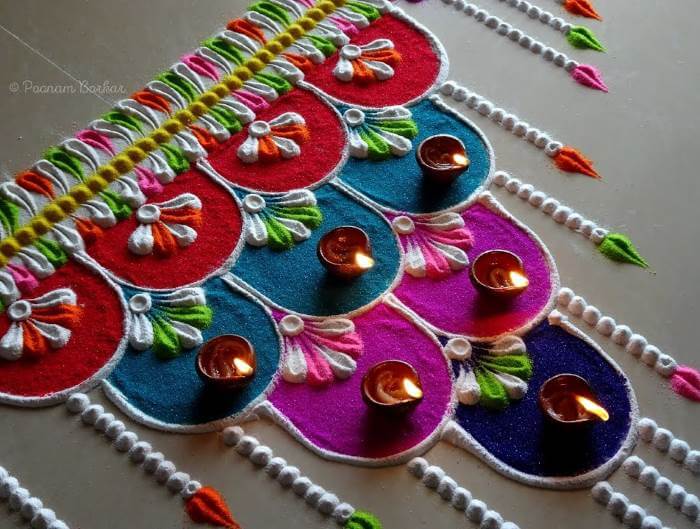 Border Rangoli Design for Diwali Festival